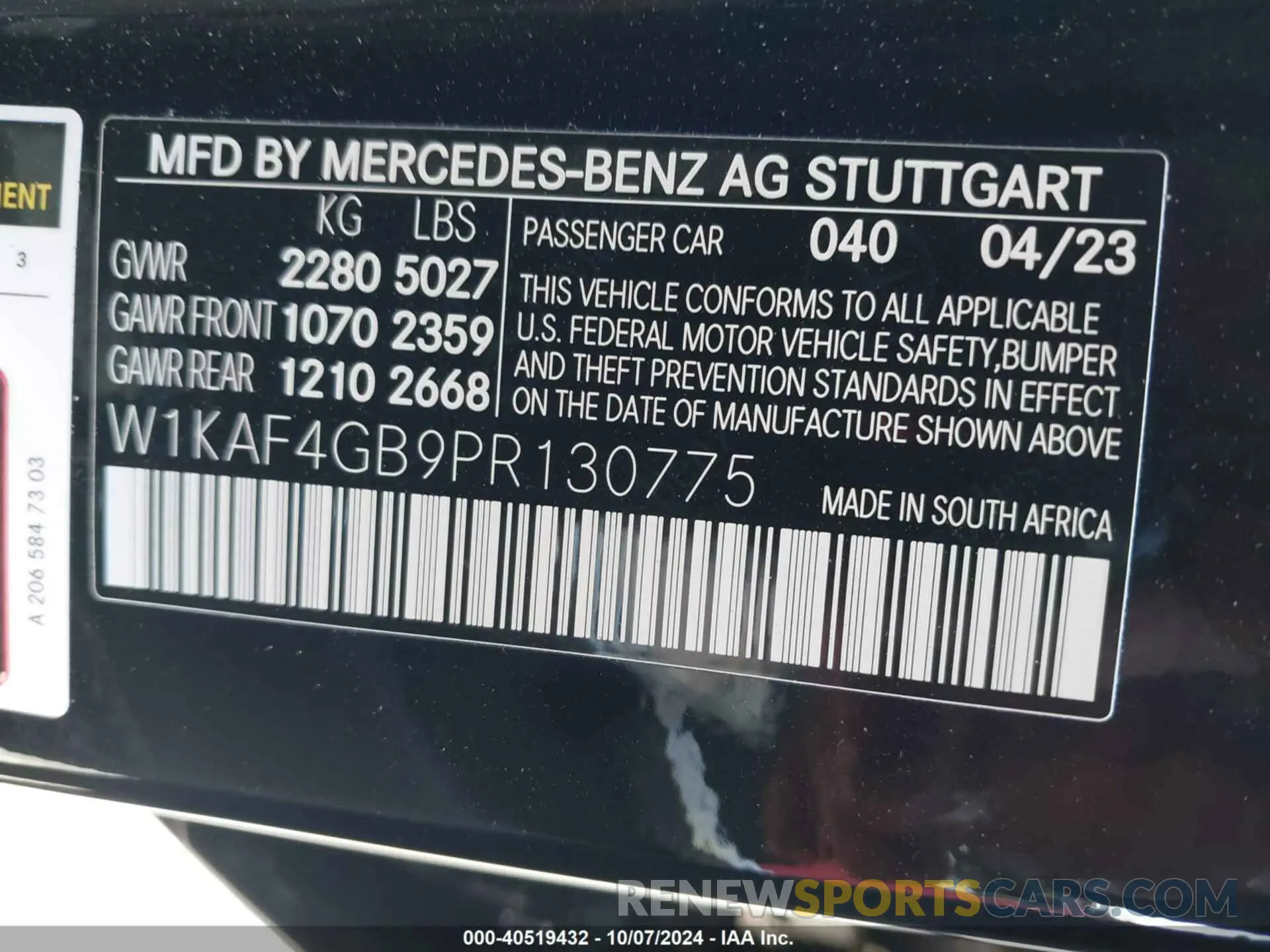 9 Photograph of a damaged car W1KAF4GB9PR130775 MERCEDES-BENZ C 300 2023
