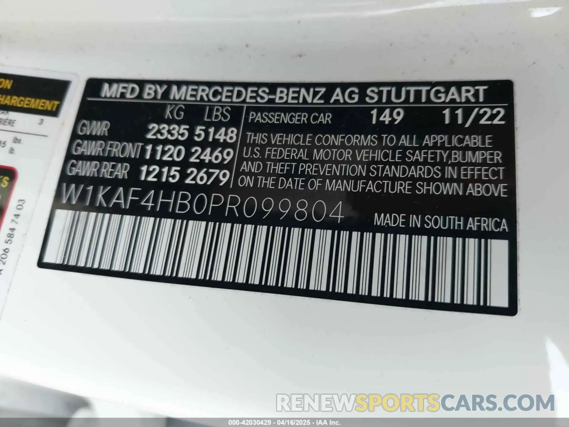 9 Photograph of a damaged car W1KAF4HB0PR099804 MERCEDES-BENZ C 300 2023