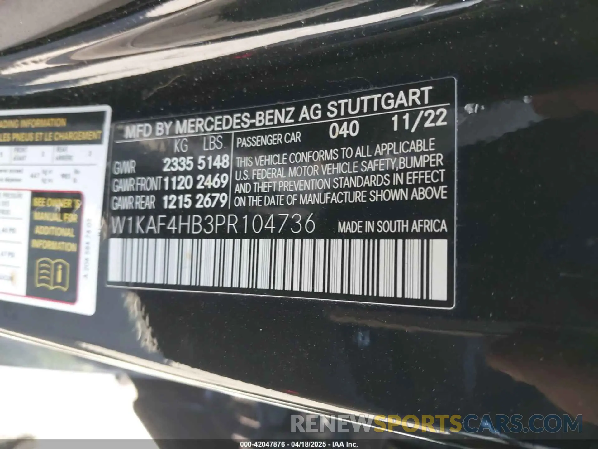 9 Photograph of a damaged car W1KAF4HB3PR104736 MERCEDES-BENZ C 300 2023