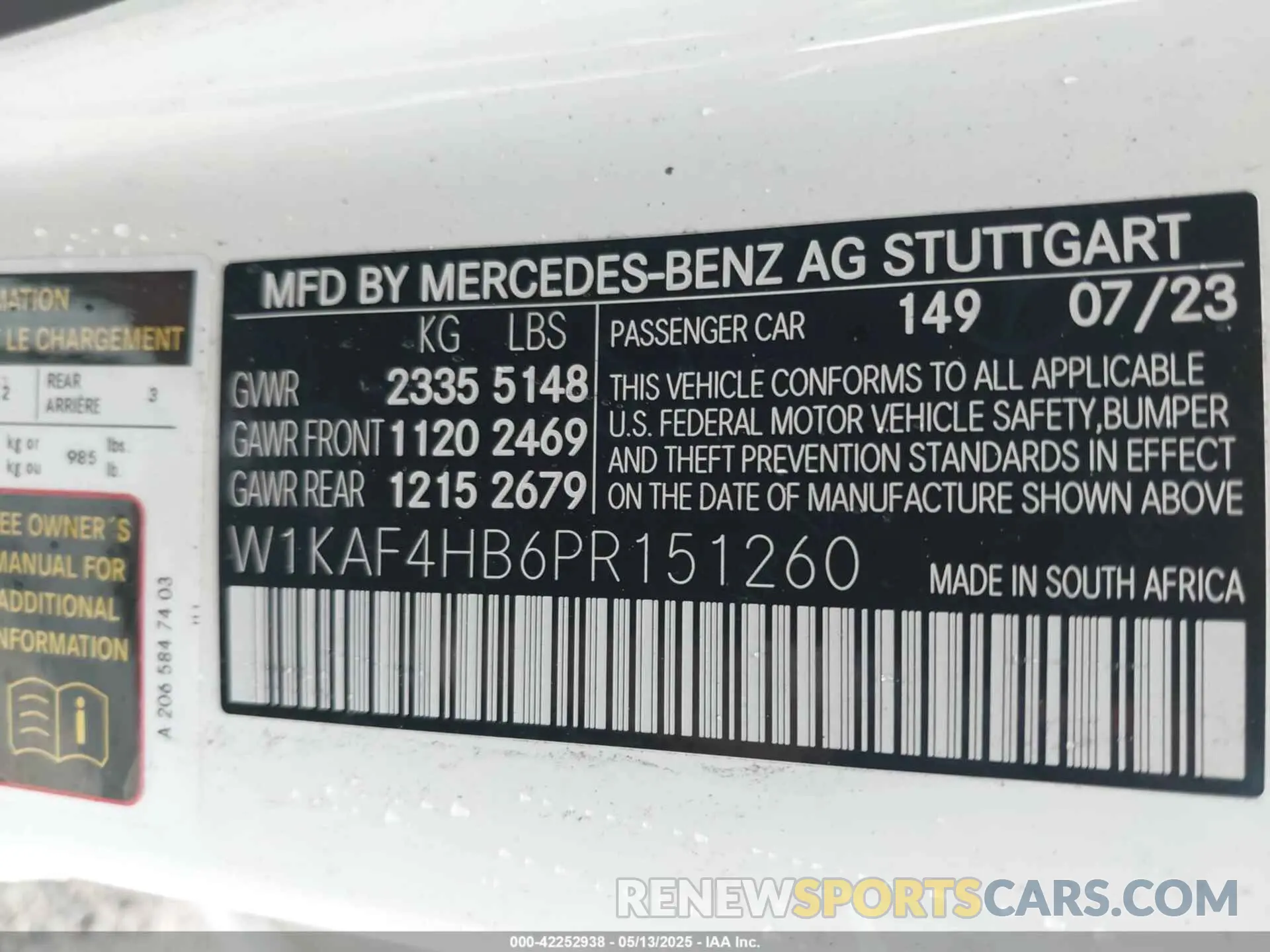 9 Photograph of a damaged car W1KAF4HB6PR151260 MERCEDES-BENZ C 300 2023