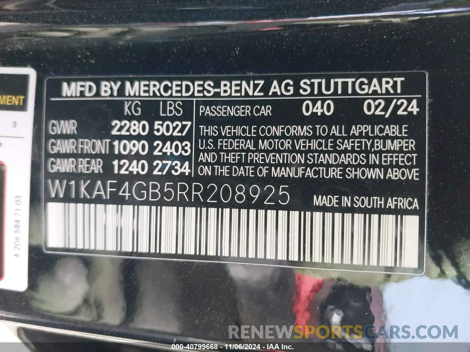 9 Photograph of a damaged car W1KAF4GB5RR208925 MERCEDES-BENZ C 300 2024