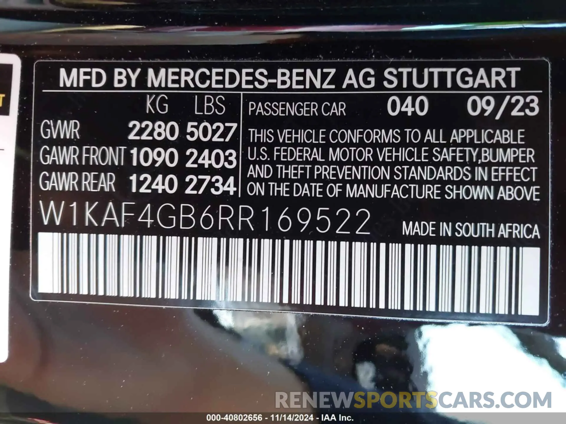 9 Photograph of a damaged car W1KAF4GB6RR169522 MERCEDES-BENZ C 300 2024