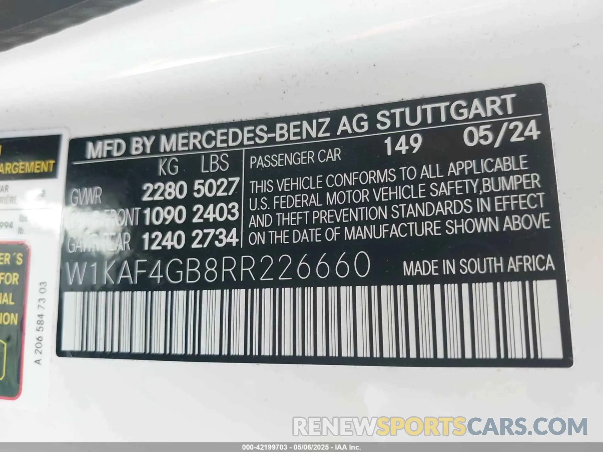 9 Photograph of a damaged car W1KAF4GB8RR226660 MERCEDES-BENZ C 300 2024