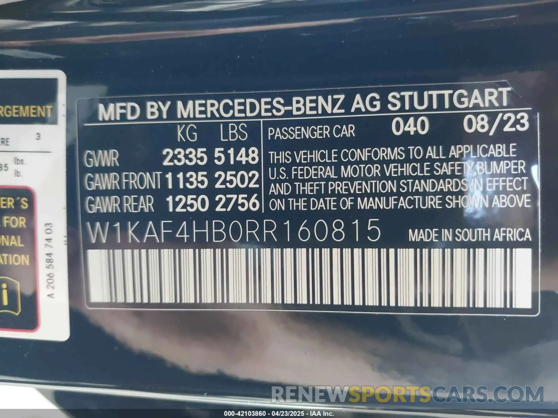9 Photograph of a damaged car W1KAF4HB0RR160815 MERCEDES-BENZ C 300 2024