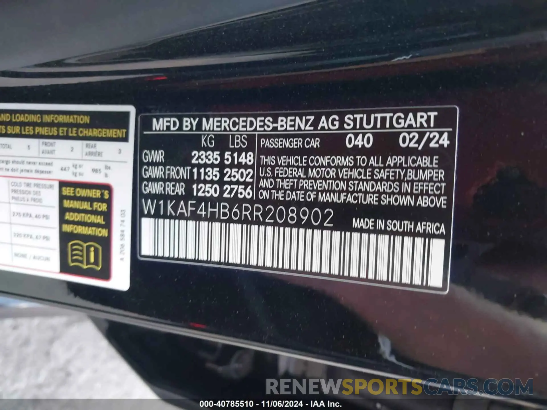 9 Photograph of a damaged car W1KAF4HB6RR208902 MERCEDES-BENZ C 300 2024