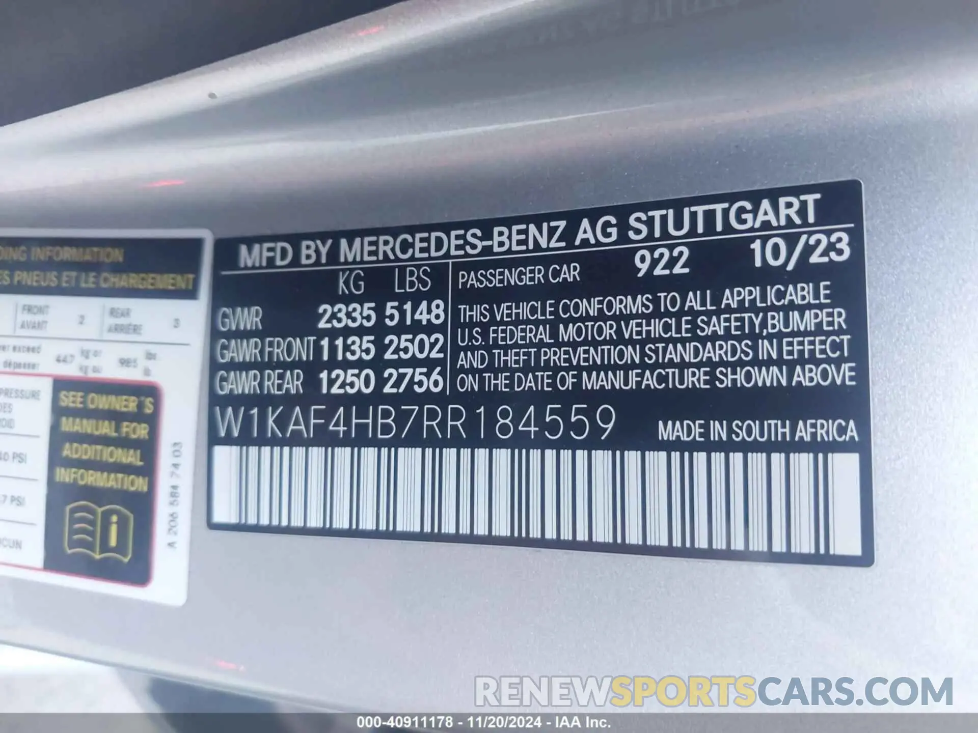 9 Photograph of a damaged car W1KAF4HB7RR184559 MERCEDES-BENZ C 300 2024