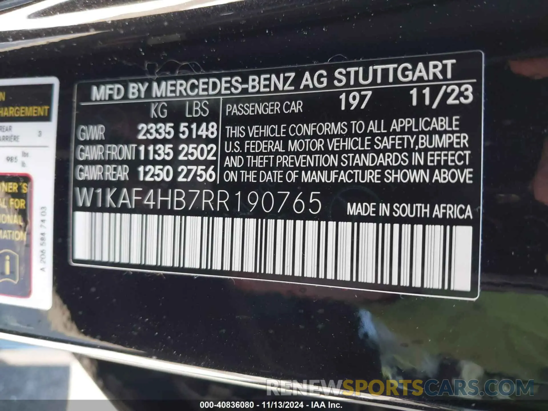 9 Photograph of a damaged car W1KAF4HB7RR190765 MERCEDES-BENZ C 300 2024