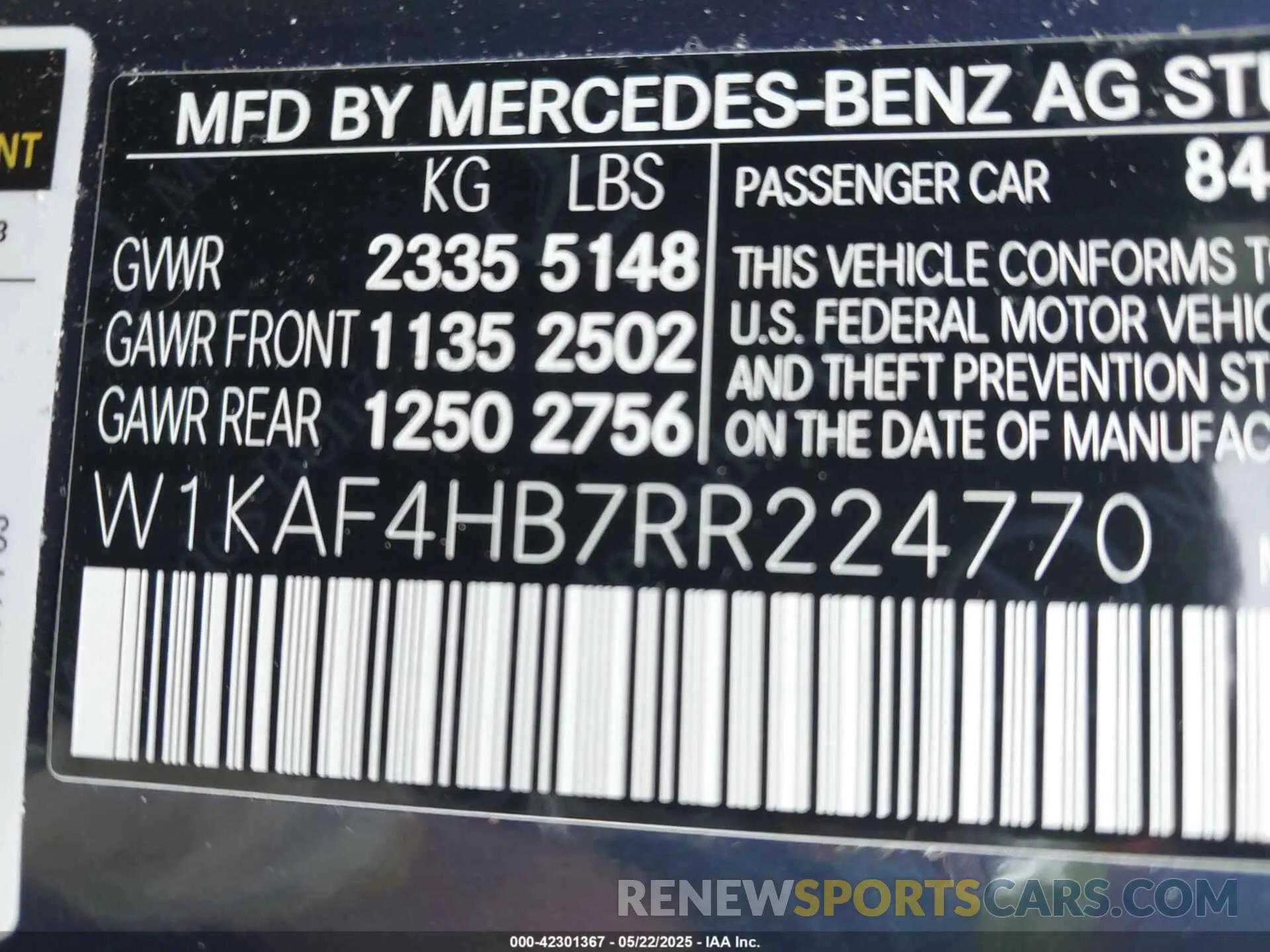 9 Photograph of a damaged car W1KAF4HB7RR224770 MERCEDES-BENZ C 300 2024