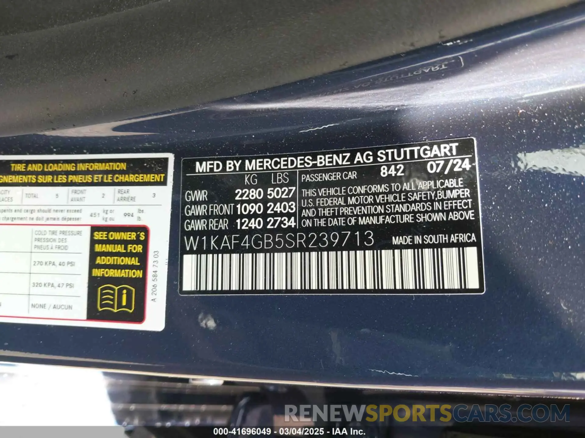 9 Photograph of a damaged car W1KAF4GB5SR239713 MERCEDES-BENZ C 300 2025