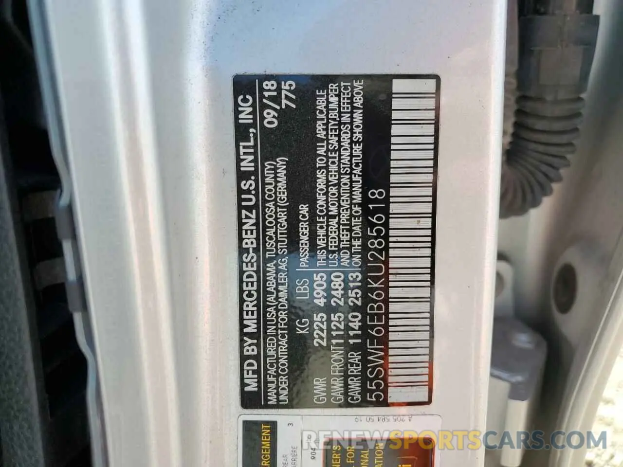 13 Photograph of a damaged car 55SWF6EB6KU285618 MERCEDES-BENZ C-CLASS 2019
