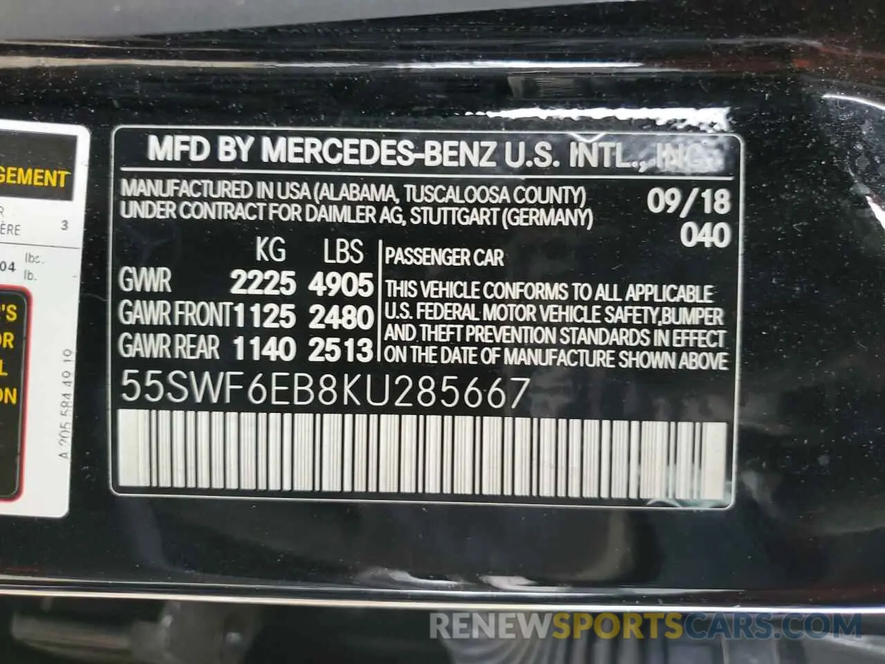 14 Photograph of a damaged car 55SWF6EB8KU285667 MERCEDES-BENZ C-CLASS 2019