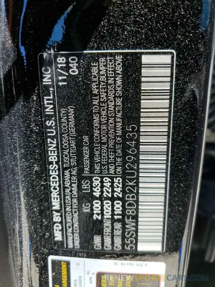 12 Photograph of a damaged car 55SWF8DB2KU296435 MERCEDES-BENZ C-CLASS 2019