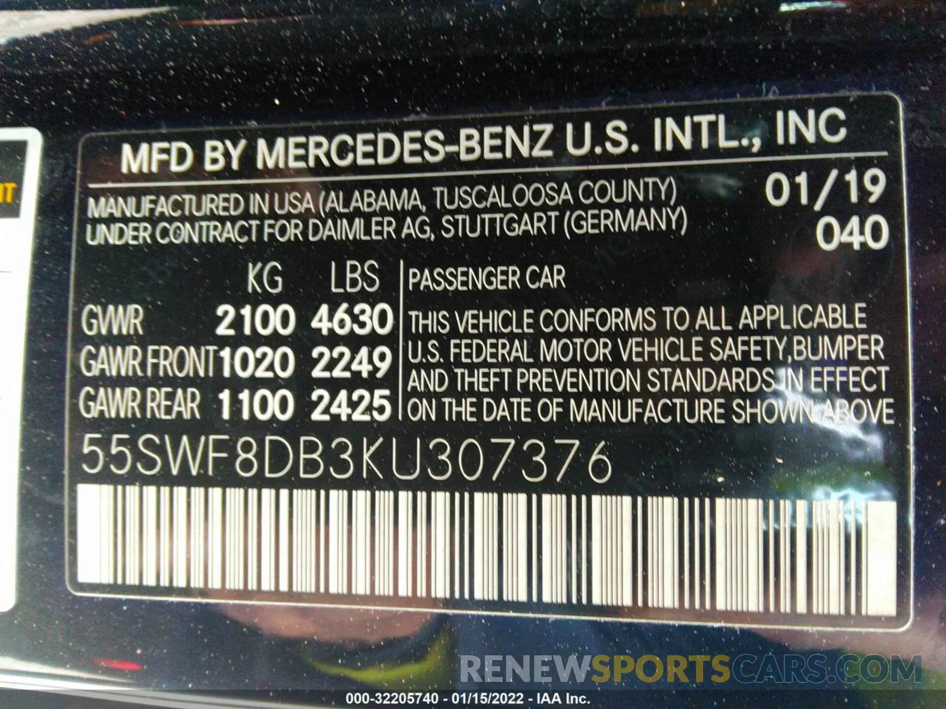 9 Photograph of a damaged car 55SWF8DB3KU307376 MERCEDES-BENZ C-CLASS 2019