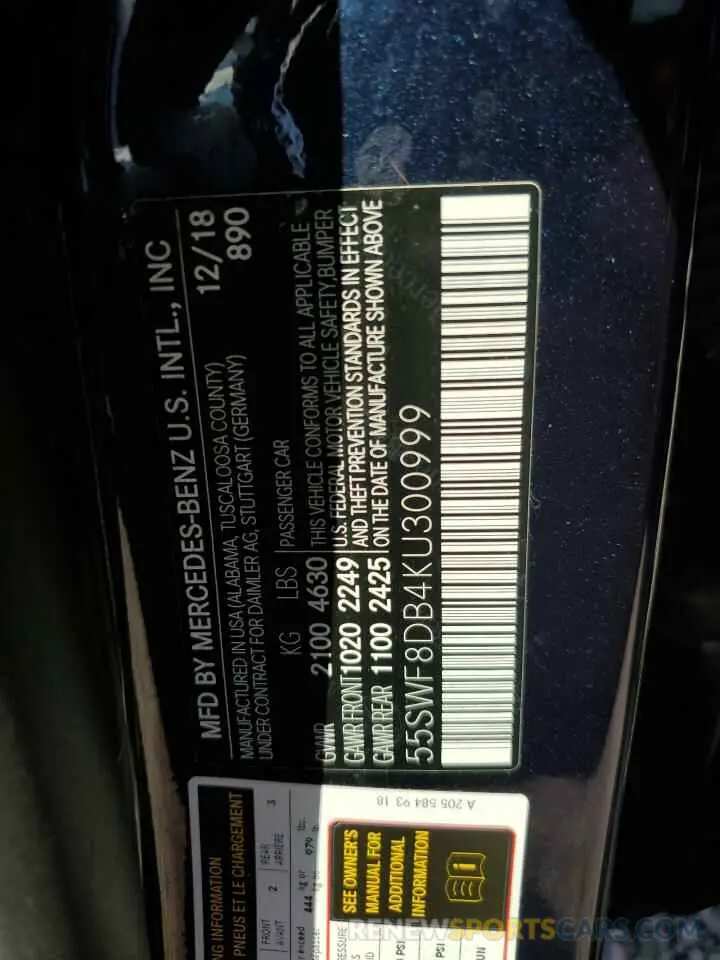 13 Photograph of a damaged car 55SWF8DB4KU300999 MERCEDES-BENZ C-CLASS 2019