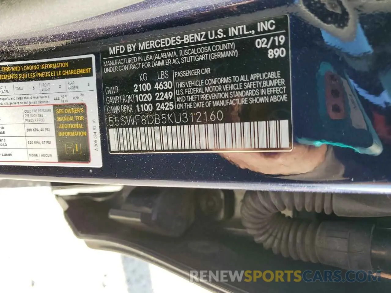 12 Photograph of a damaged car 55SWF8DB5KU312160 MERCEDES-BENZ C-CLASS 2019