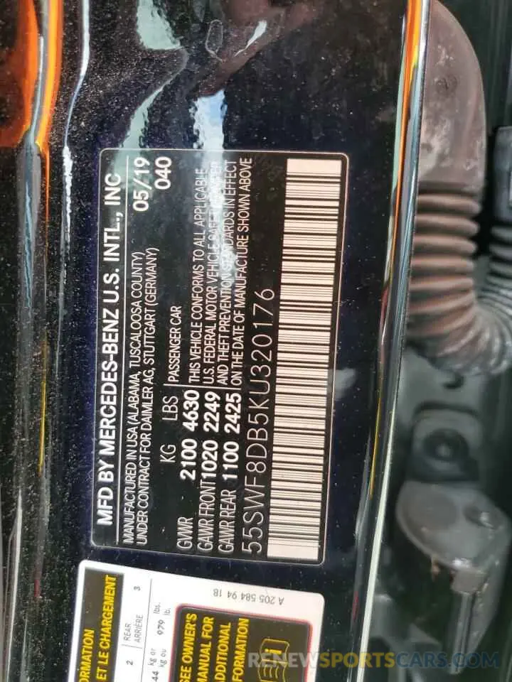13 Photograph of a damaged car 55SWF8DB5KU320176 MERCEDES-BENZ C-CLASS 2019