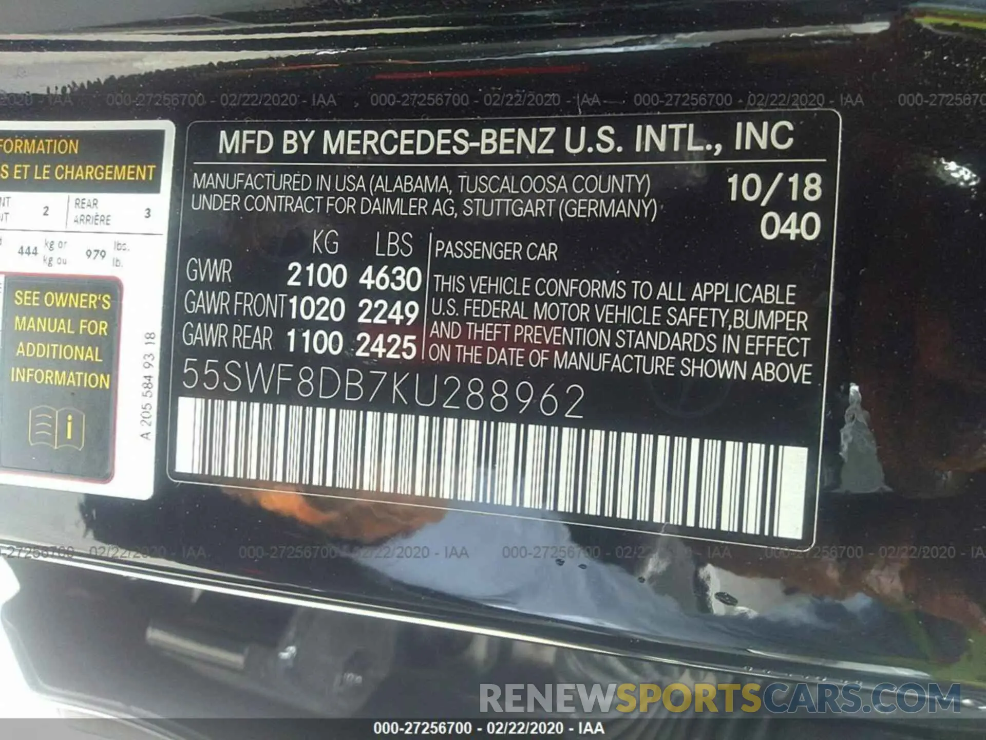 9 Photograph of a damaged car 55SWF8DB7KU288962 MERCEDES-BENZ C-CLASS 2019