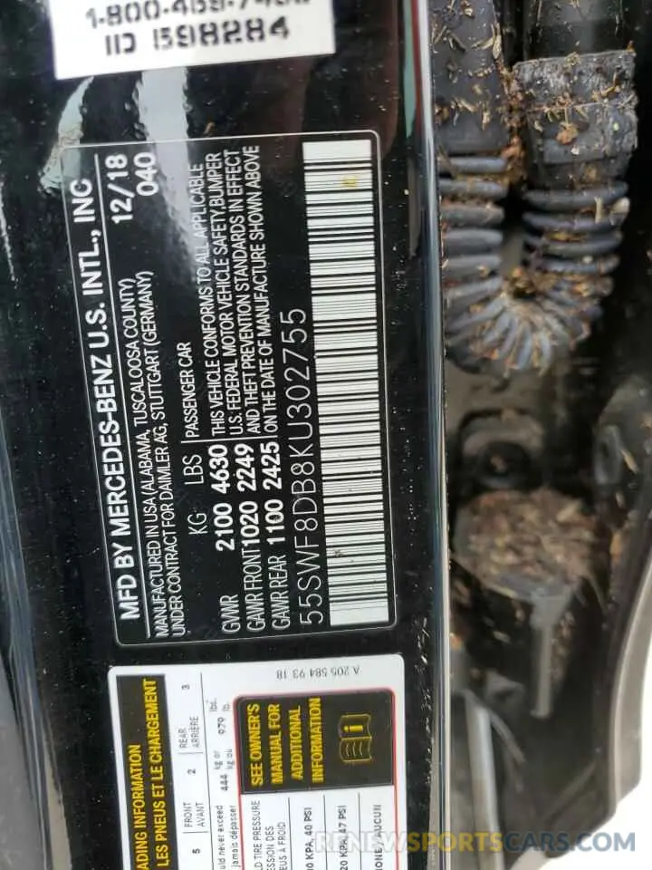 13 Photograph of a damaged car 55SWF8DB8KU302755 MERCEDES-BENZ C-CLASS 2019