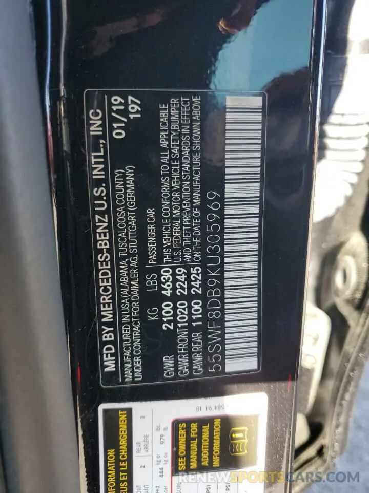 12 Photograph of a damaged car 55SWF8DB9KU305969 MERCEDES-BENZ C-CLASS 2019