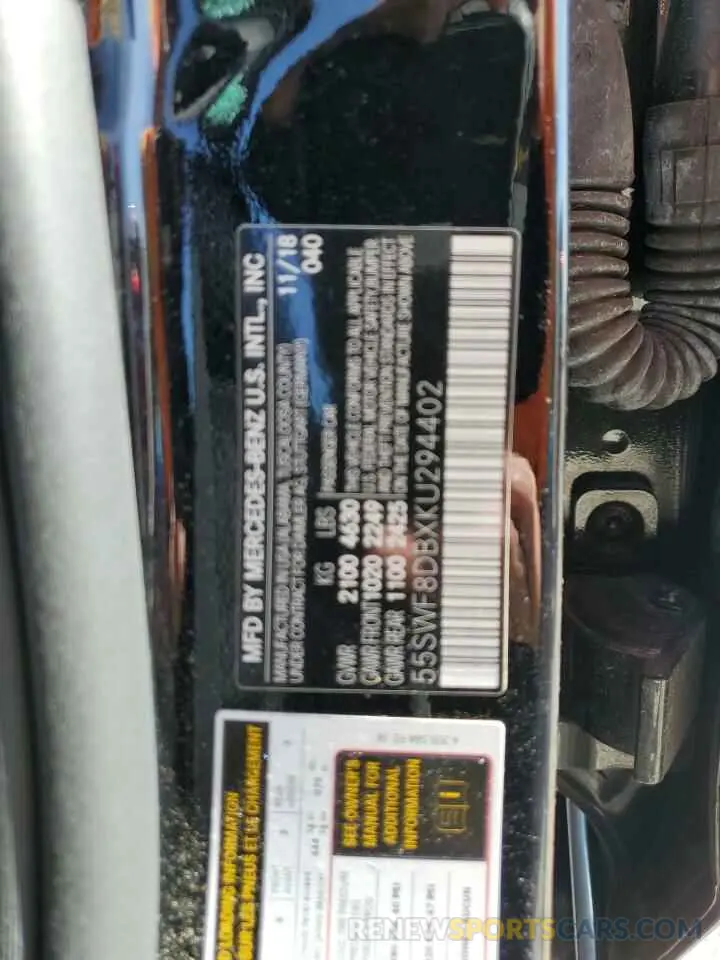 15 Photograph of a damaged car 55SWF8DBXKU294402 MERCEDES-BENZ C-CLASS 2019