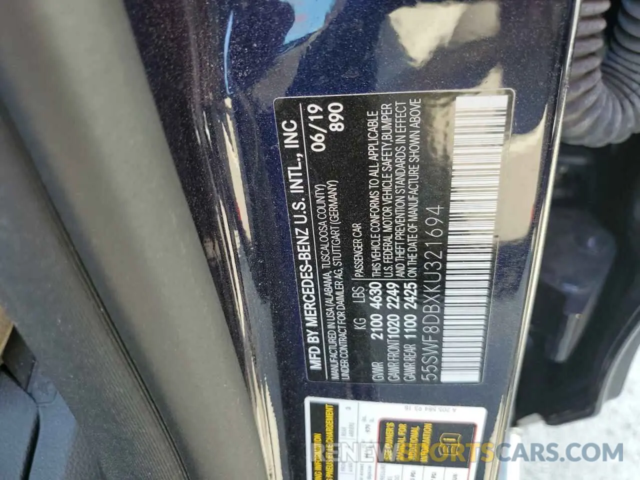 13 Photograph of a damaged car 55SWF8DBXKU321694 MERCEDES-BENZ C-CLASS 2019