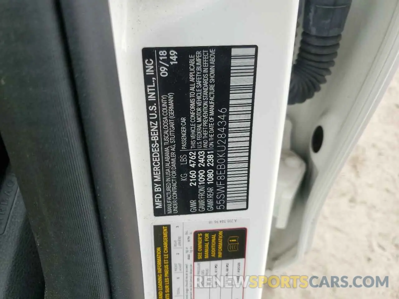 12 Photograph of a damaged car 55SWF8EB0KU284346 MERCEDES-BENZ C-CLASS 2019