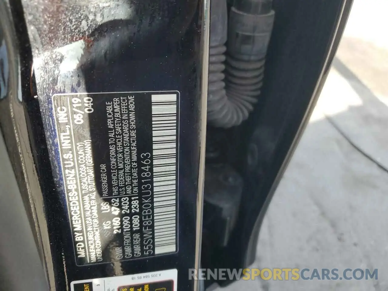 13 Photograph of a damaged car 55SWF8EB0KU318463 MERCEDES-BENZ C-CLASS 2019