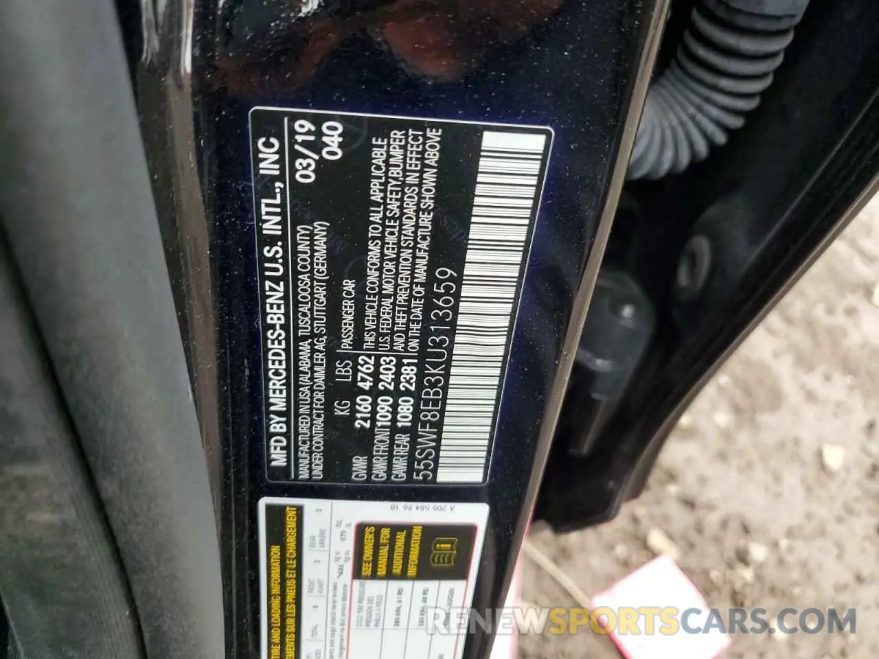 12 Photograph of a damaged car 55SWF8EB3KU313659 MERCEDES-BENZ C-CLASS 2019