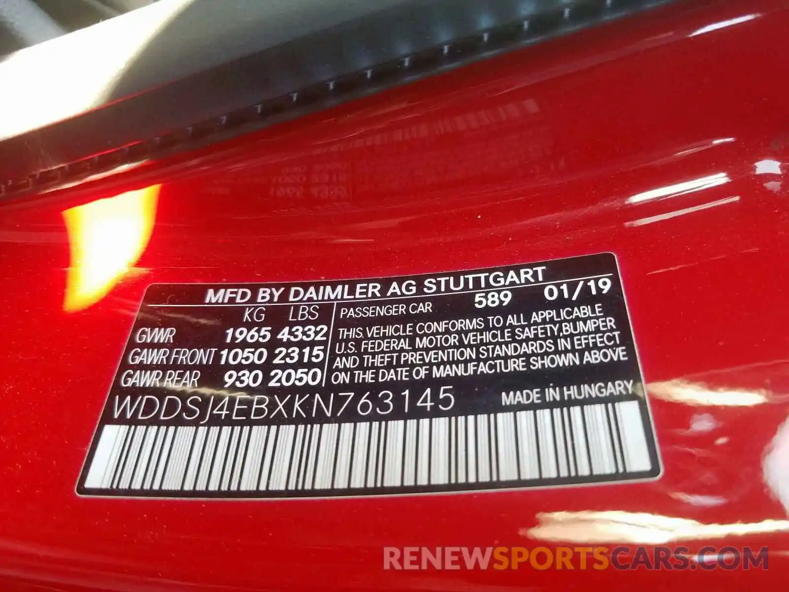 10 Photograph of a damaged car WDDSJ4EBXKN763145 MERCEDES-BENZ C CLASS 2019