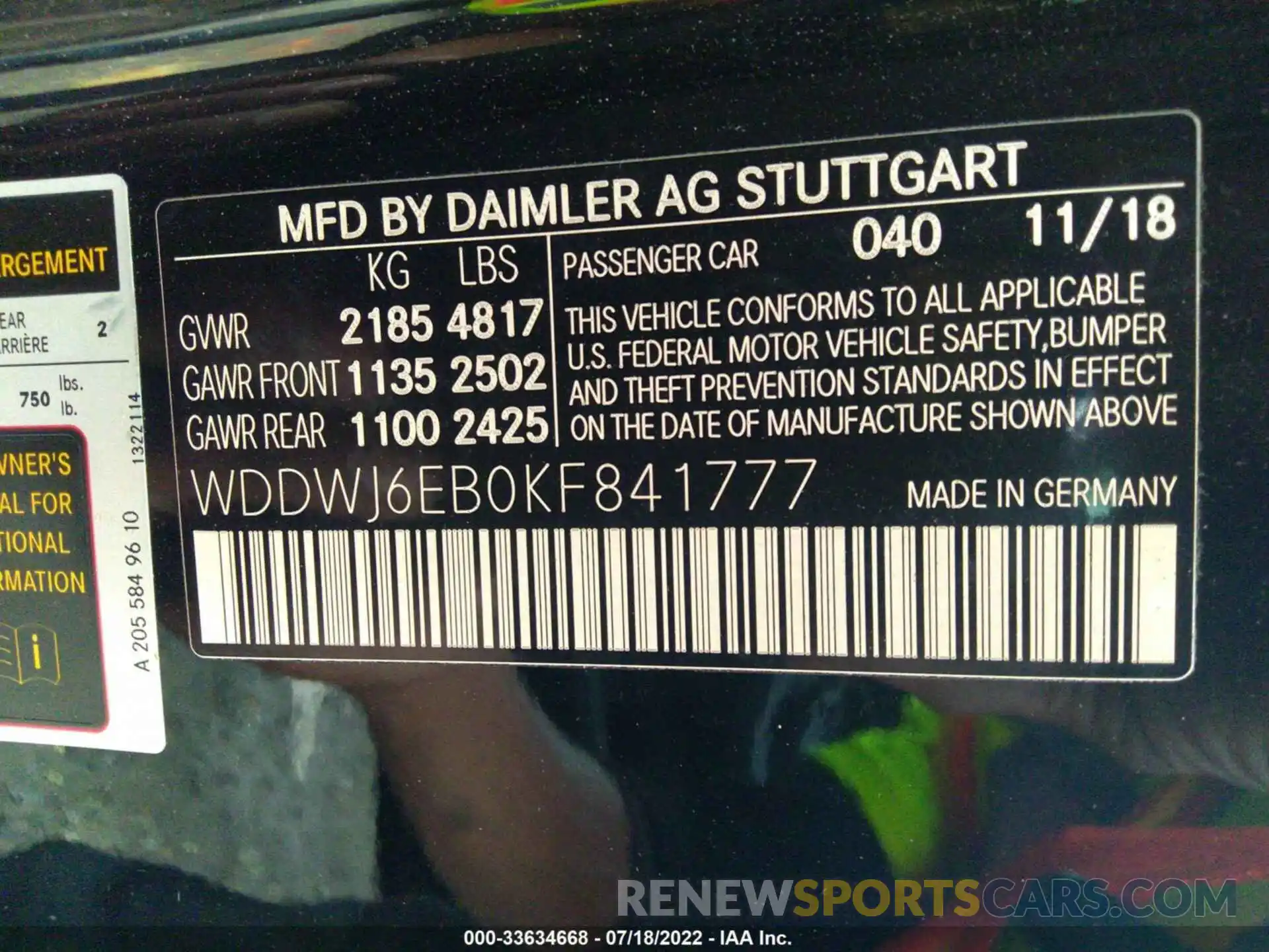 9 Photograph of a damaged car WDDWJ6EB0KF841777 MERCEDES-BENZ C-CLASS 2019