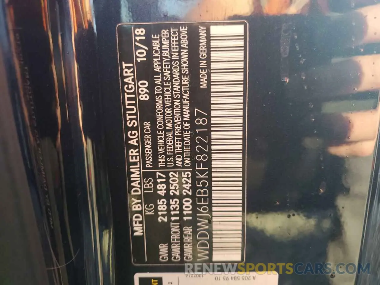 13 Photograph of a damaged car WDDWJ6EB5KF822187 MERCEDES-BENZ C-CLASS 2019