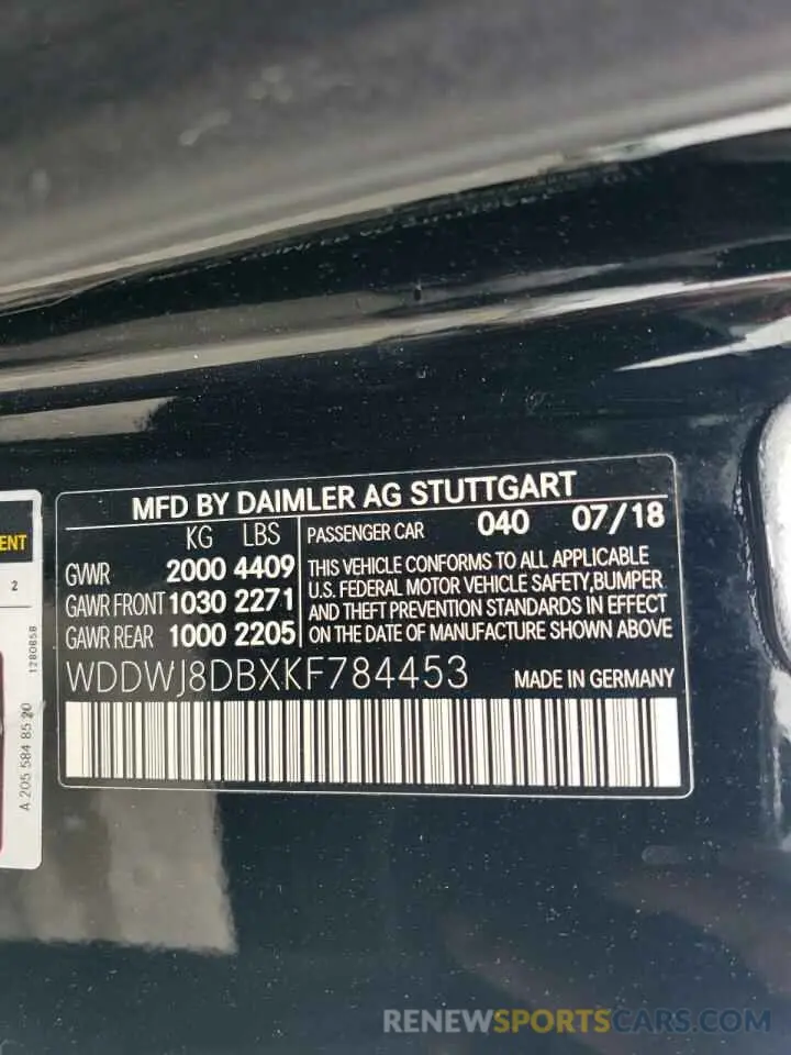 12 Photograph of a damaged car WDDWJ8DBXKF784453 MERCEDES-BENZ C-CLASS 2019
