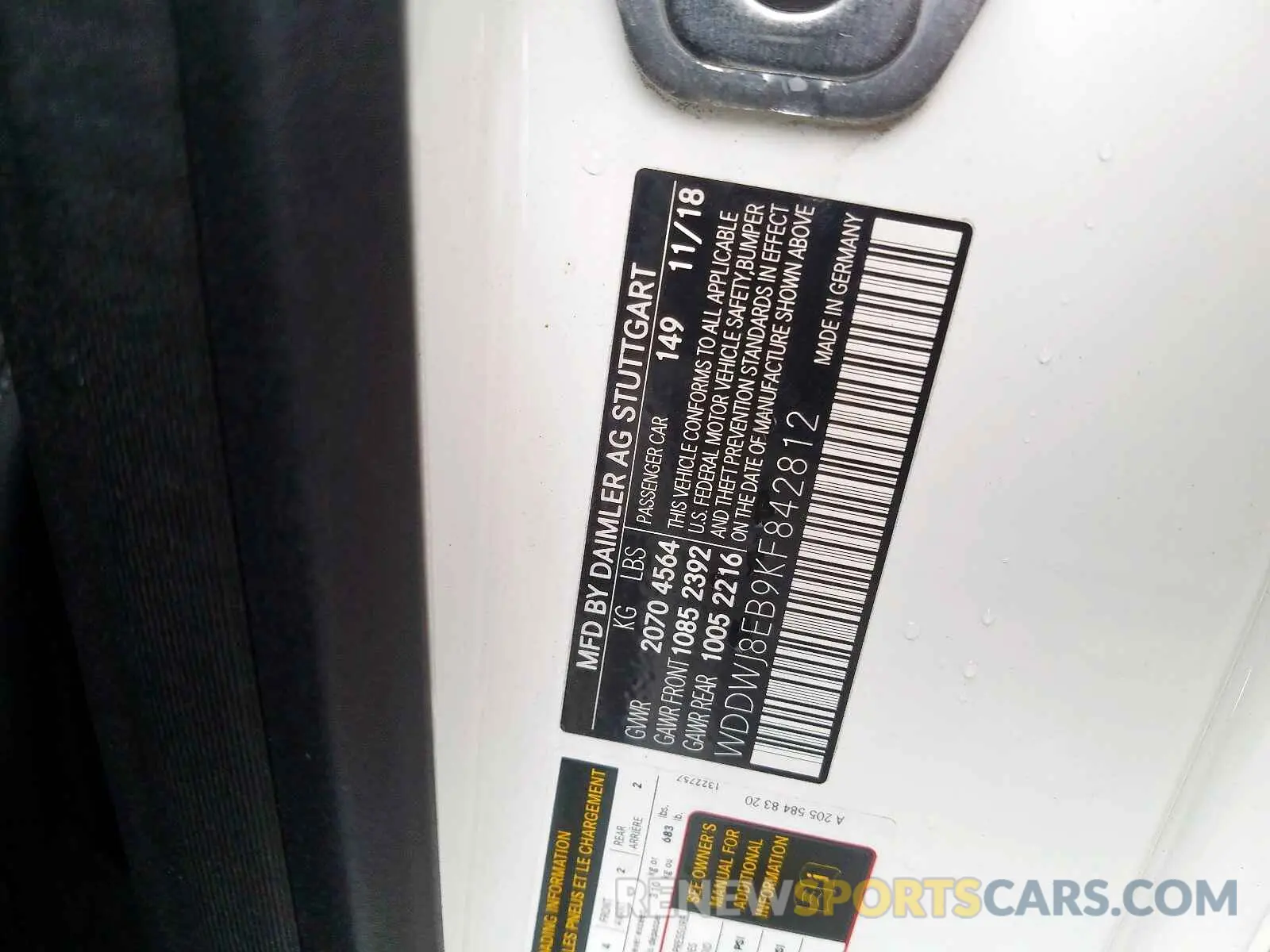 10 Photograph of a damaged car WDDWJ8EB9KF842812 MERCEDES-BENZ C CLASS 2019