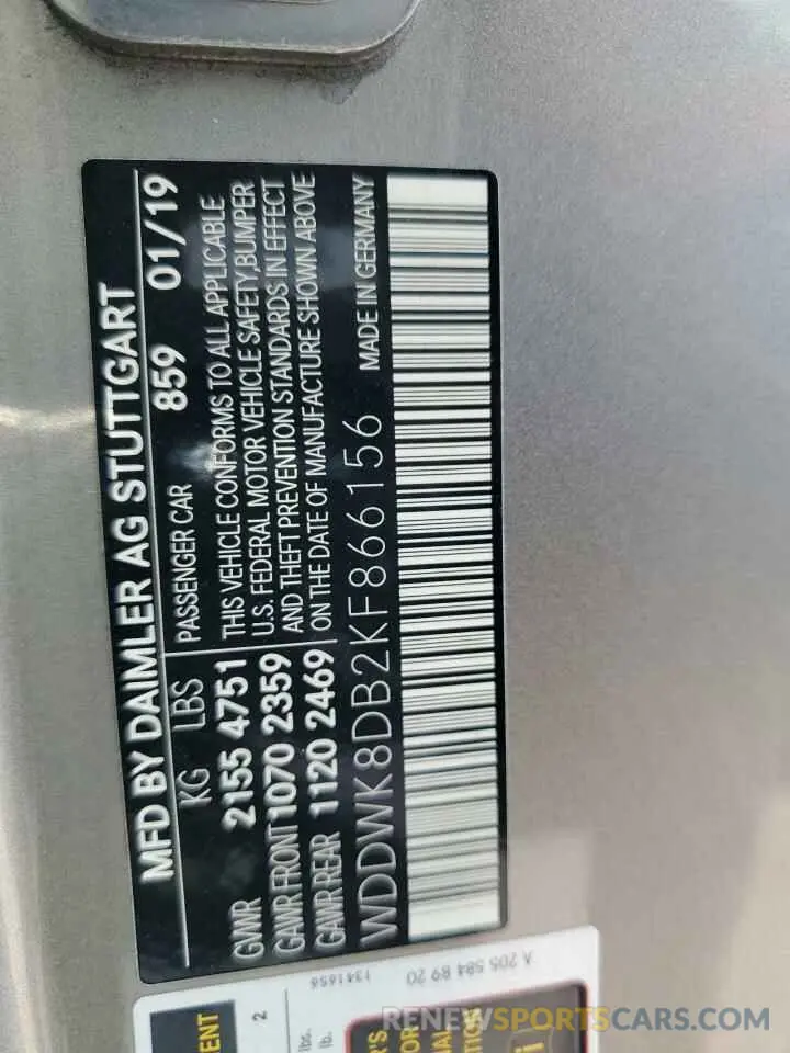 12 Photograph of a damaged car WDDWK8DB2KF866156 MERCEDES-BENZ C-CLASS 2019