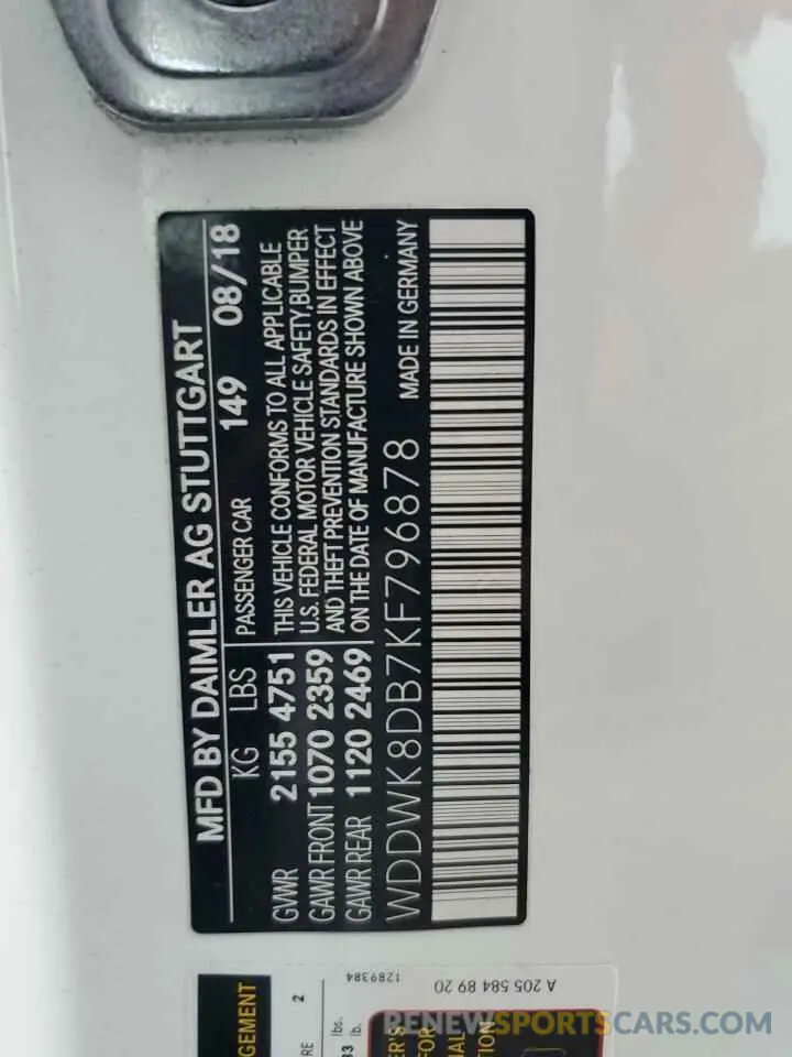 13 Photograph of a damaged car WDDWK8DB7KF796878 MERCEDES-BENZ C-CLASS 2019