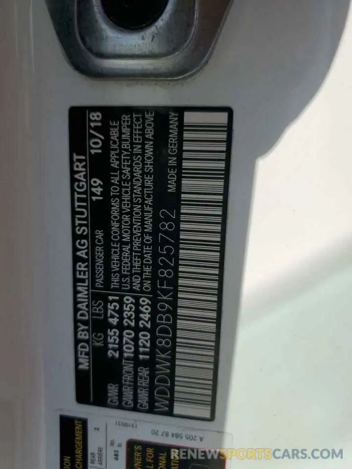 13 Photograph of a damaged car WDDWK8DB9KF825782 MERCEDES-BENZ C-CLASS 2019