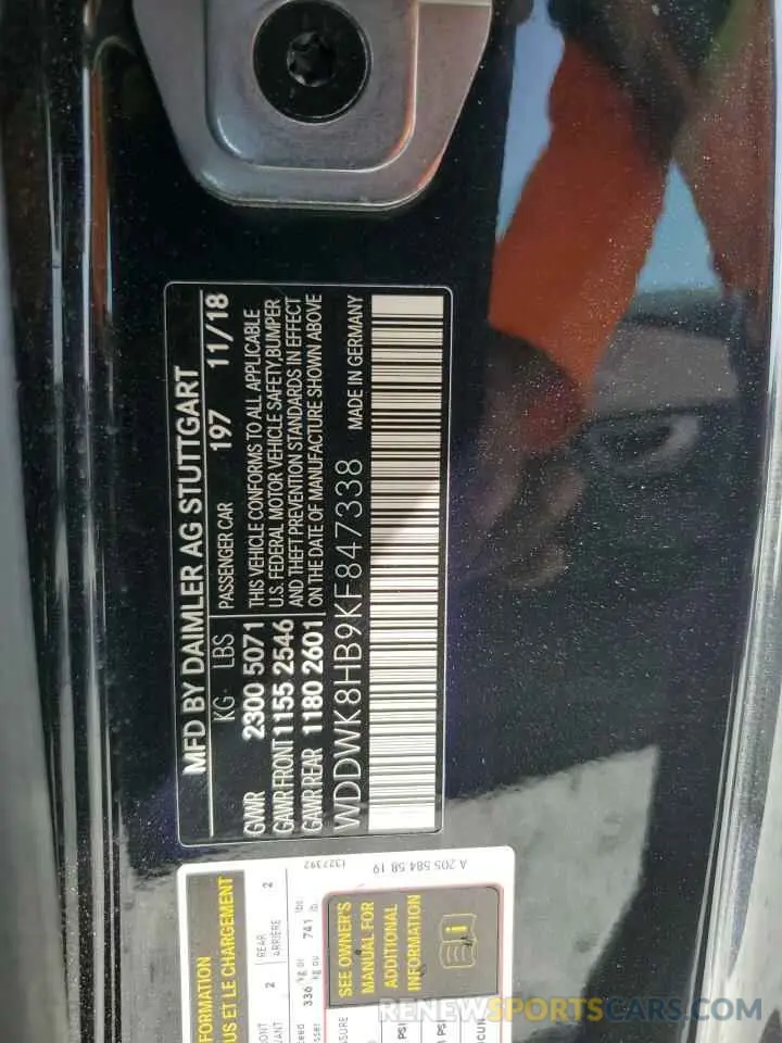 12 Photograph of a damaged car WDDWK8HB9KF847338 MERCEDES-BENZ C-CLASS 2019