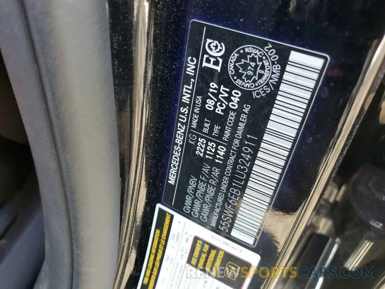 12 Photograph of a damaged car 55SWF6EB1LU324911 MERCEDES-BENZ C-CLASS 2020