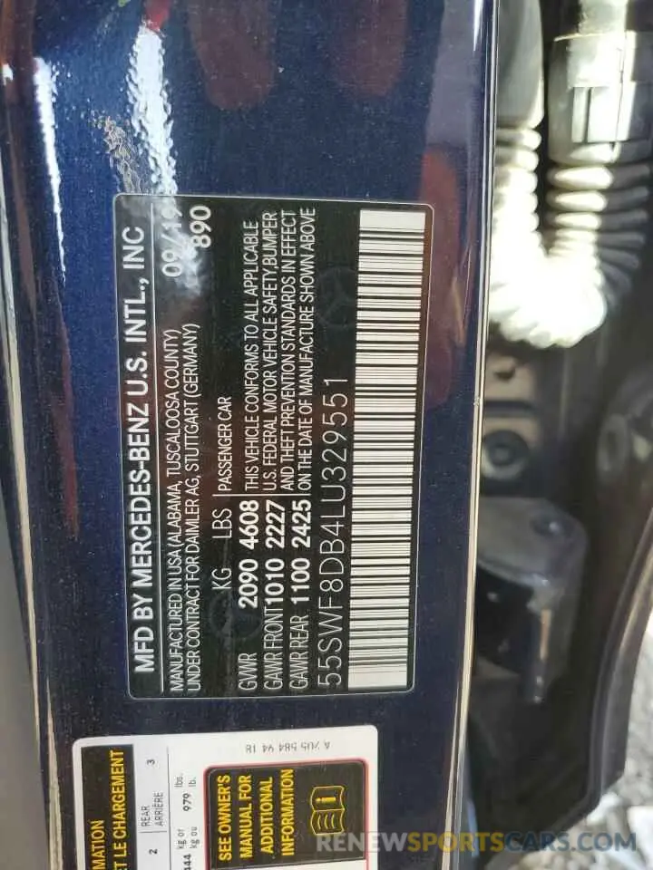 13 Photograph of a damaged car 55SWF8DB4LU329551 MERCEDES-BENZ C-CLASS 2020