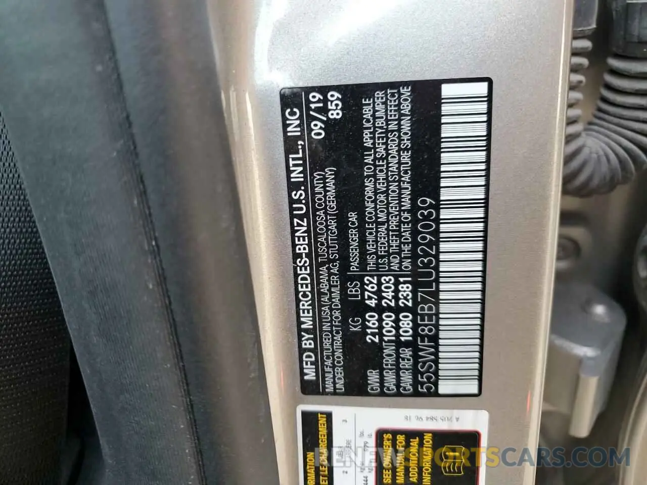 12 Photograph of a damaged car 55SWF8EB7LU329039 MERCEDES-BENZ C-CLASS 2020