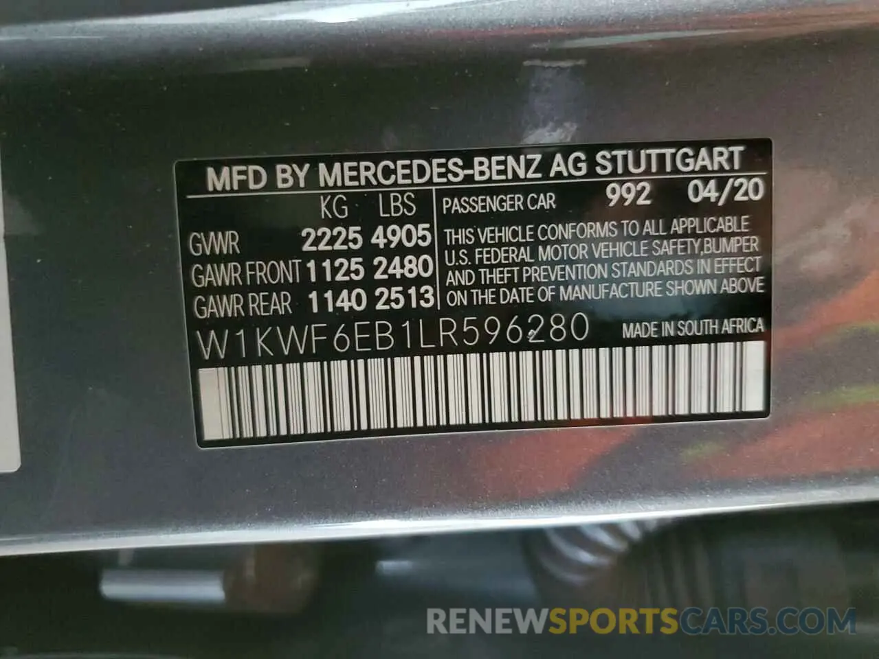 14 Photograph of a damaged car W1KWF6EB1LR596280 MERCEDES-BENZ C-CLASS 2020
