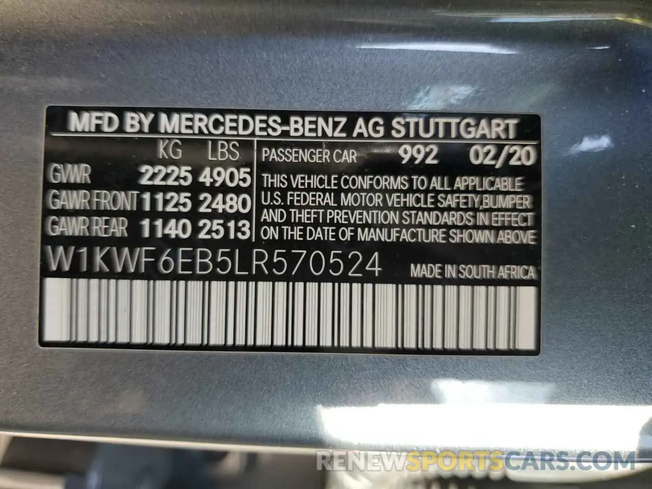 15 Photograph of a damaged car W1KWF6EB5LR570524 MERCEDES-BENZ C-CLASS 2020