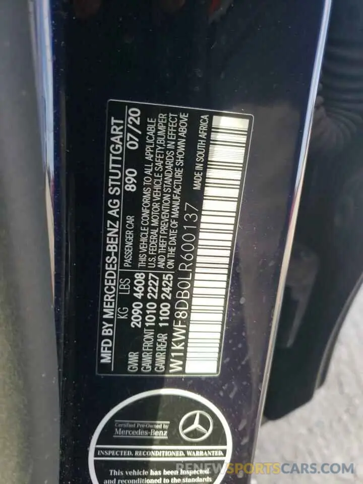 13 Photograph of a damaged car W1KWF8DB0LR600137 MERCEDES-BENZ C-CLASS 2020