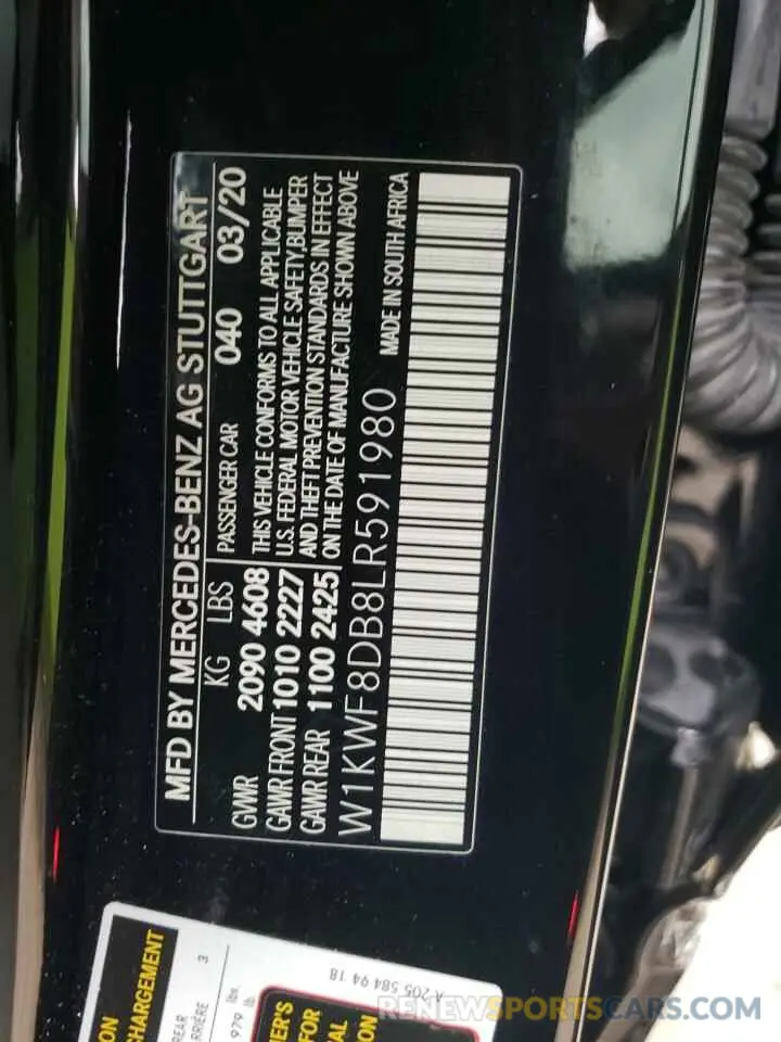 12 Photograph of a damaged car W1KWF8DB8LR591980 MERCEDES-BENZ C-CLASS 2020