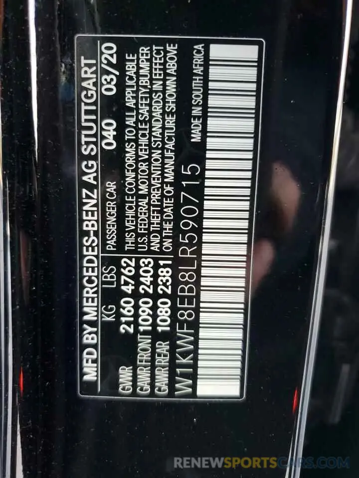 13 Photograph of a damaged car W1KWF8EB8LR590715 MERCEDES-BENZ C-CLASS 2020