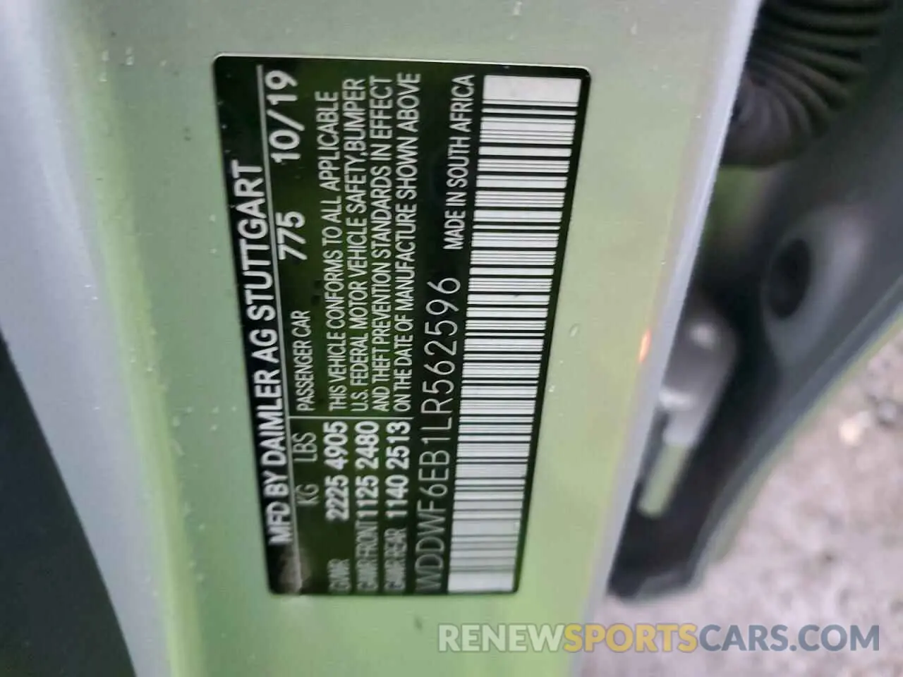 12 Photograph of a damaged car WDDWF6EB1LR562596 MERCEDES-BENZ C-CLASS 2020