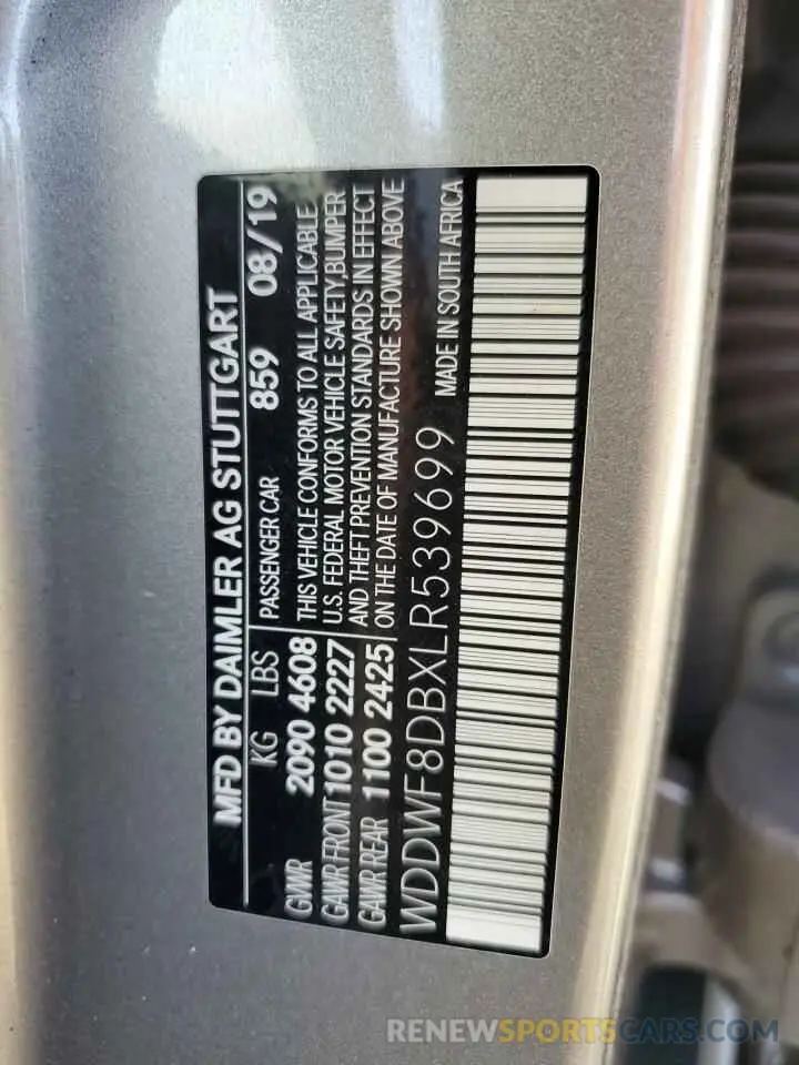 13 Photograph of a damaged car WDDWF8DBXLR539699 MERCEDES-BENZ C-CLASS 2020