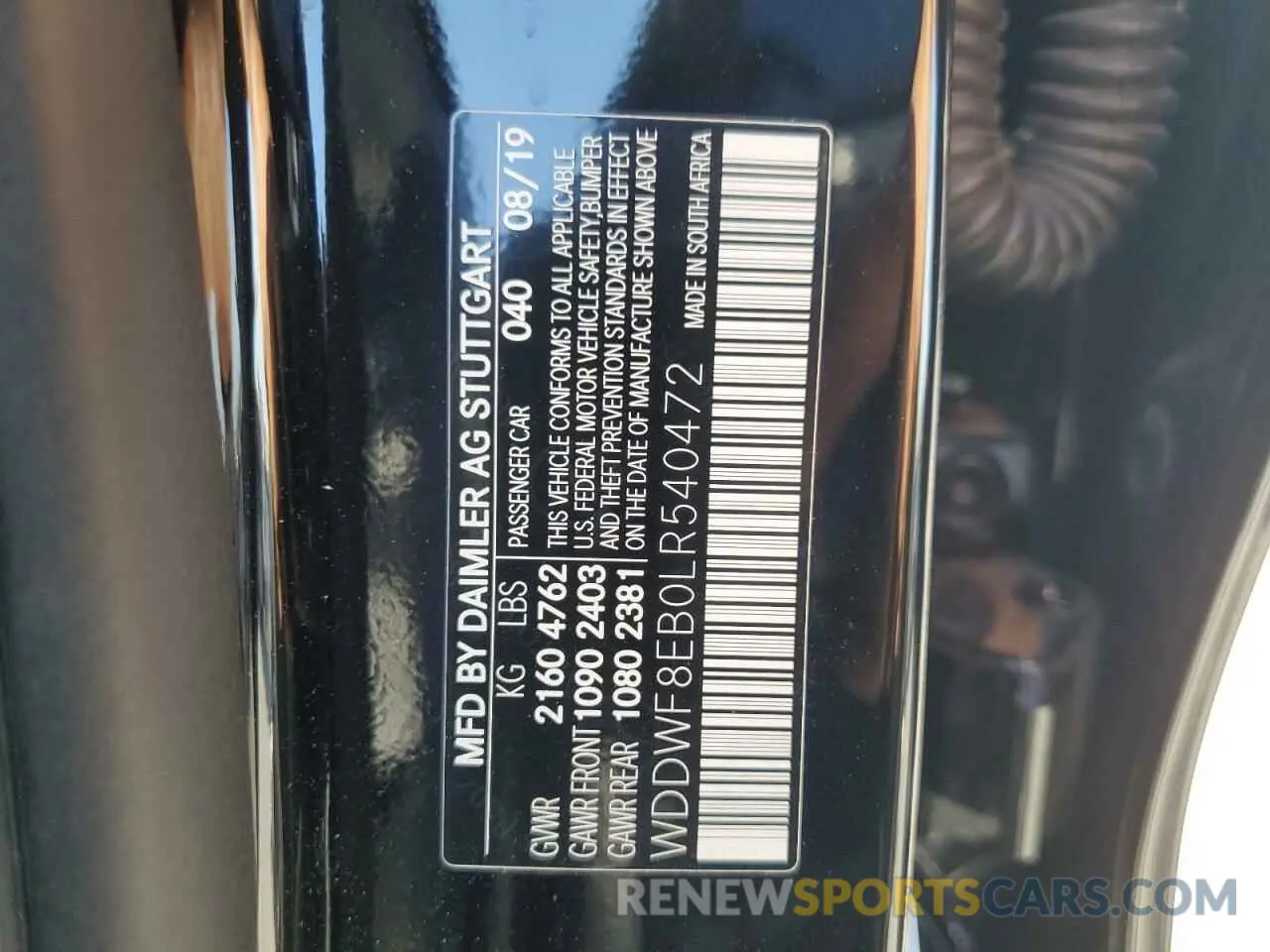 13 Photograph of a damaged car WDDWF8EB0LR540472 MERCEDES-BENZ C-CLASS 2020