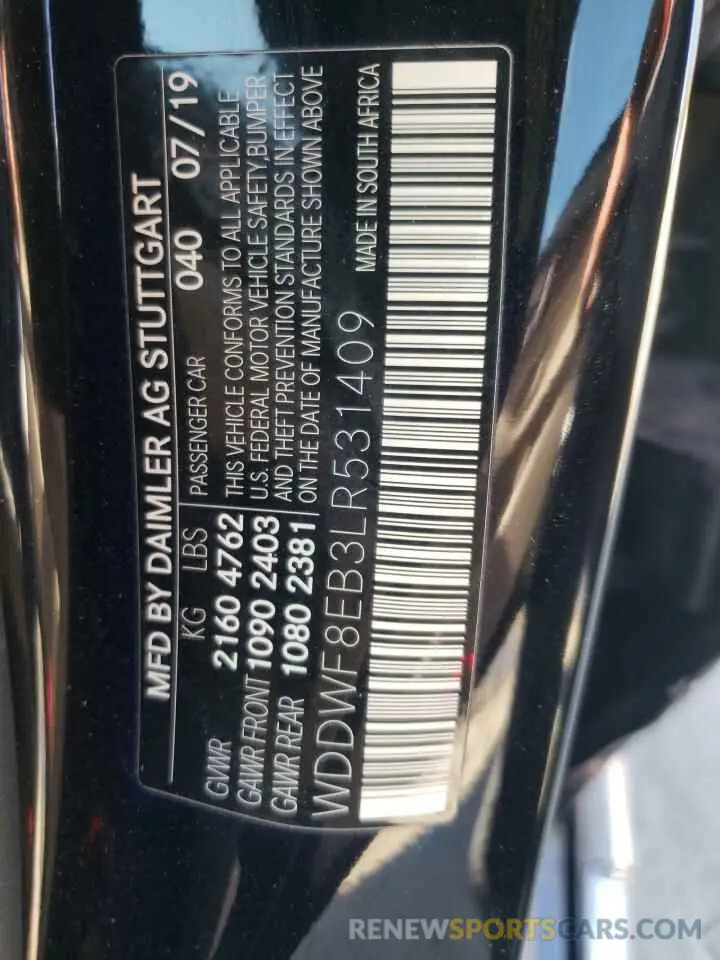 12 Photograph of a damaged car WDDWF8EB3LR531409 MERCEDES-BENZ C-CLASS 2020