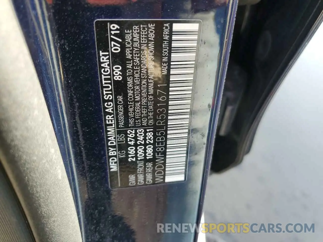 12 Photograph of a damaged car WDDWF8EB5LR531671 MERCEDES-BENZ C-CLASS 2020